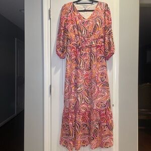 Nina Leonard Dragonfruit Multi Paisley Maxi Dress Women’s Size M